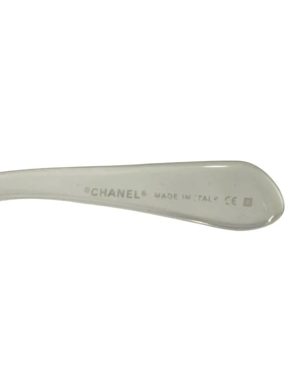 Chanel Sunglasses CC Logo Vintage Square Half Rimless Metal Acetate Clear Brown
